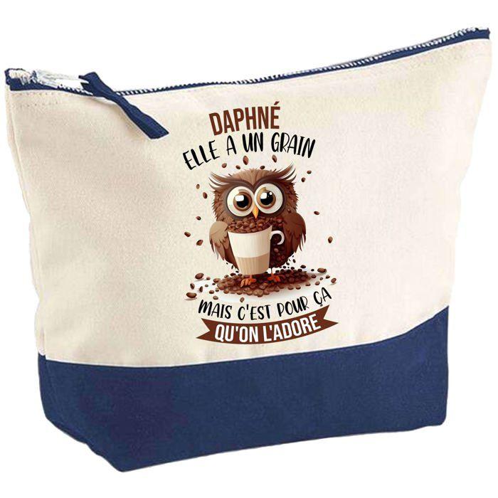 Trousse de maquillage - PLANETEE - Daphné Chouette Grain - Grand format - Coton - Impression HD personnalisée