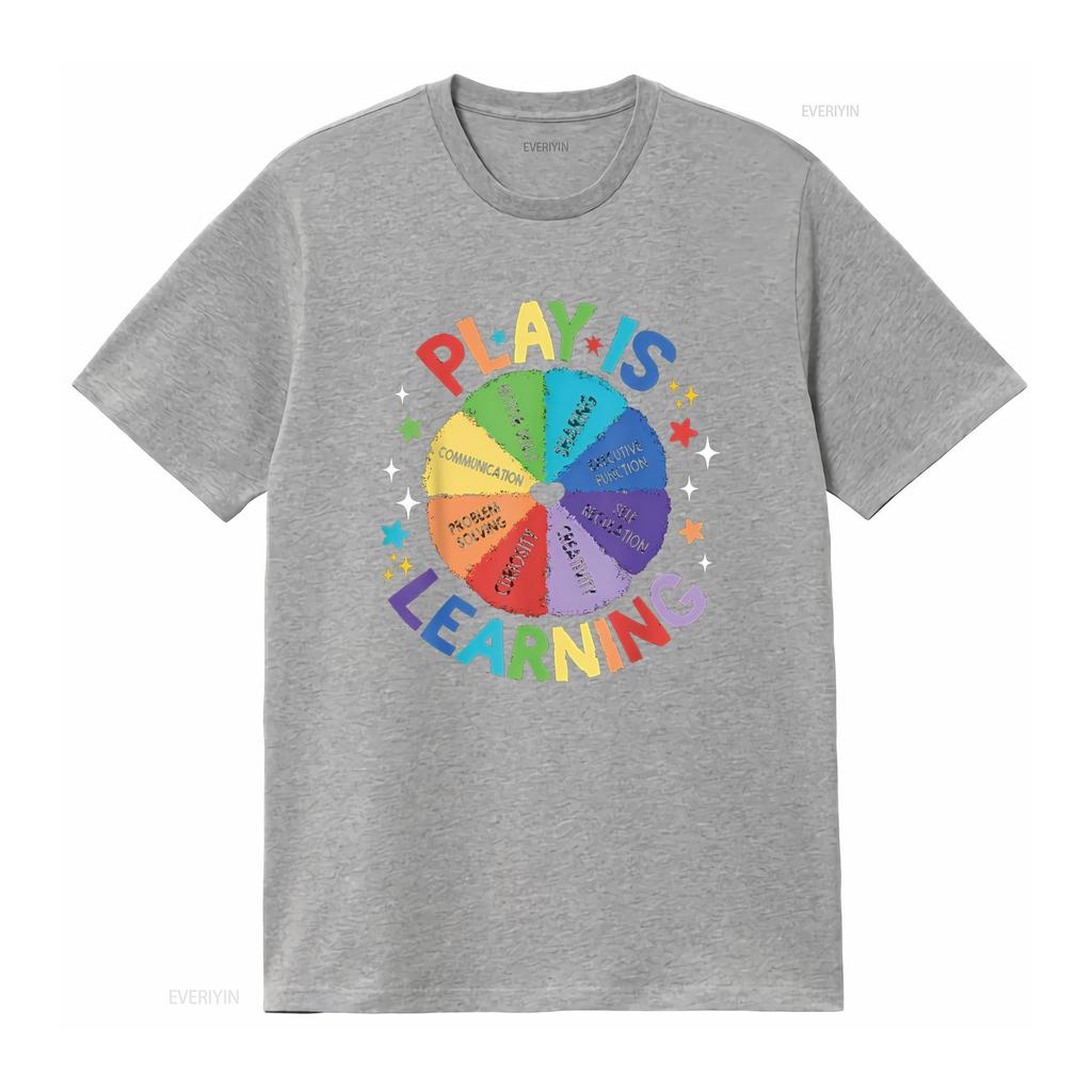 Play is Learning Teachers Preschool Kindergartner T Shirt vintage Washed homme graphic Comfortable fashion Unisex Stylish