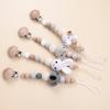 Baby Anti Drip Silicone Bead Chain Care Handmade Wood Teether Nipple Chain  Teether Chain  Clip Teething Chew Toys