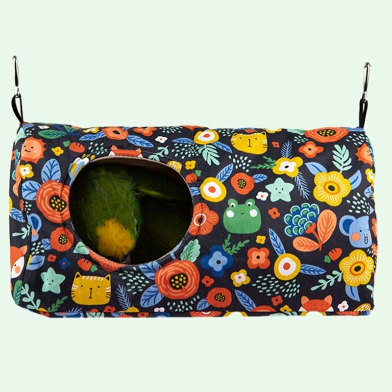 Varmt Fågelbo Vinterbädd Hus Mysig Stuga Hängande Hängmatta Bur Tält Gömställe för Papegoja Nymfparakit Grå Jako