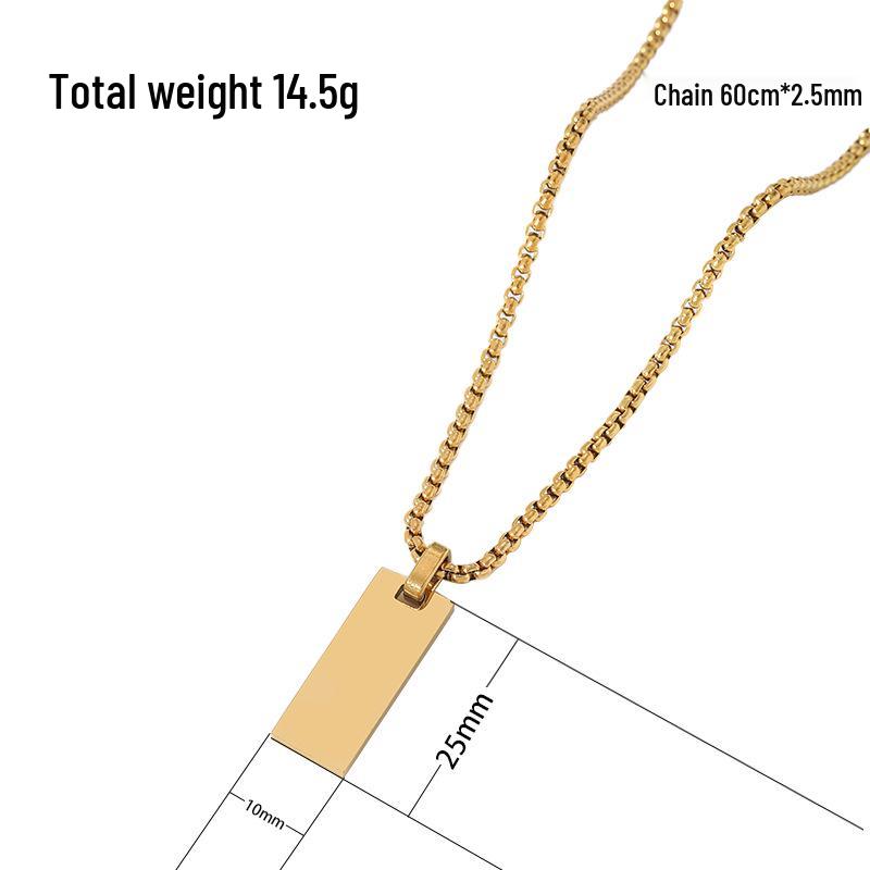 Cross-border Stainless Steel Engraved Pearl Necklace with Square Hole for Festivals