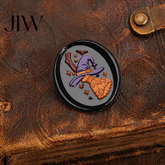 Halloween Stamp Head Themed Brass Wax Seal Head, Pumpkin Ghost Witch Bat Engraved Replaceable Sealing Replacement for Envelope Journal Gift Wrap Party