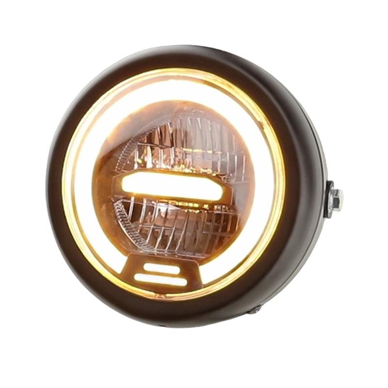 6.5 Inch Round LED Motorcycle Headlight with Brackets Assembly Suitable for Custom Bikes Cafe Racers Enhanced Visibility