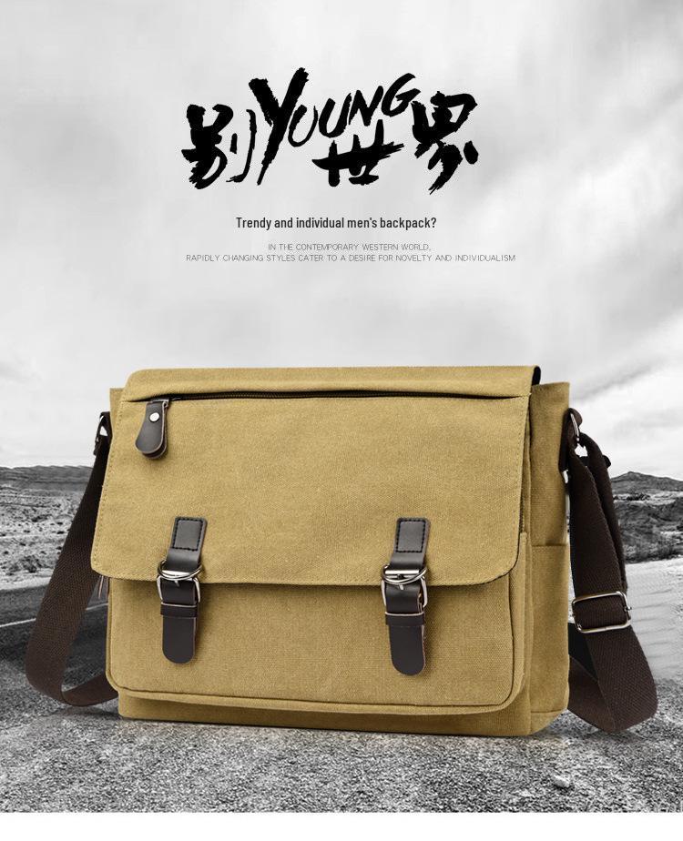 Korean Canvas Messenger Bag: Trendy Large Capacity Shoulder Bag for Men, Students, and Camera Gear