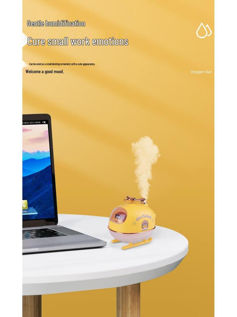 Helicopter-Shaped Desktop Humidifier: Large Mist Volume Mini Air Aromatherapy Purifier for Pets and Home