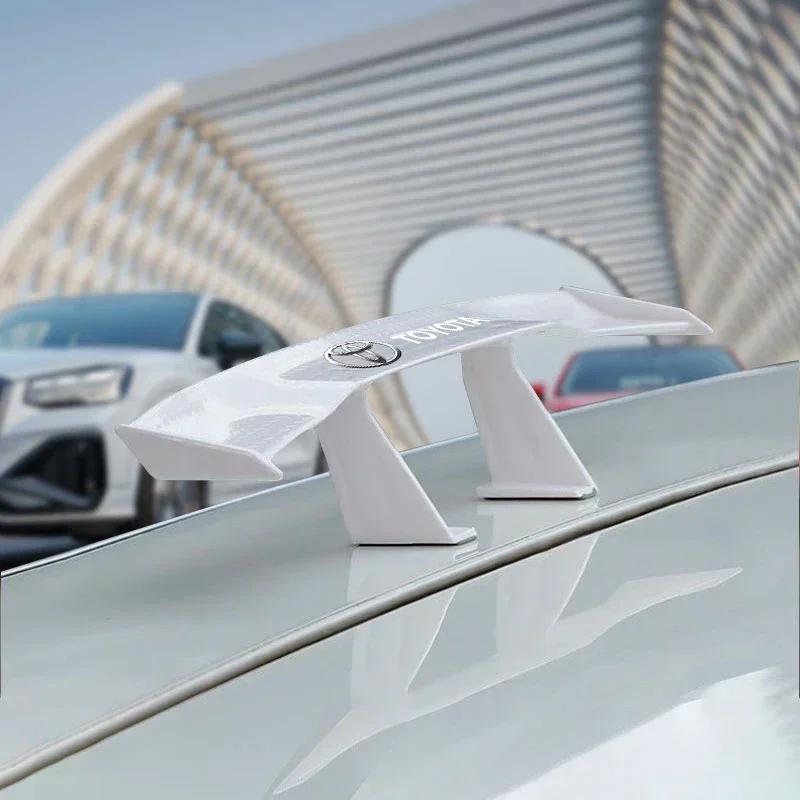 1Pcs Carbon Fiber Car Mini Rear Spoiler Mini Small Wing Model Decoration For Toyota TRD RAV4 Avensis Yaris Levin Reiz Crown Vios