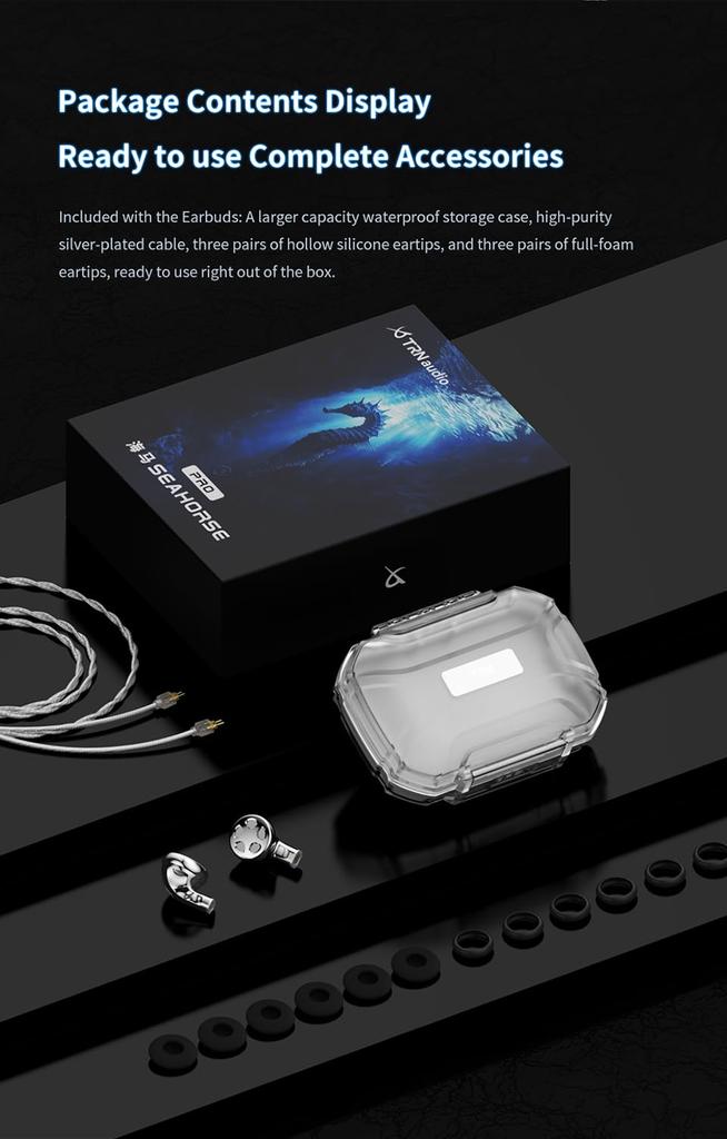 TRN Seahorse Pro Dynamic Wired Composite Aluminum Detachable Cable Intra-Conca Earphones, 14.2mm Driver, In-Ear Earphones, PU+LCP Diaphragm, Housing,