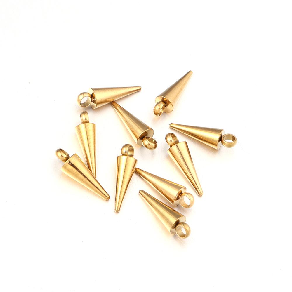 10pcs Stainless Steel Cone Charms Pendants for Jewelry Making Retro Bullet Spike Beads Charms for Women Man Hoop Earring Making
