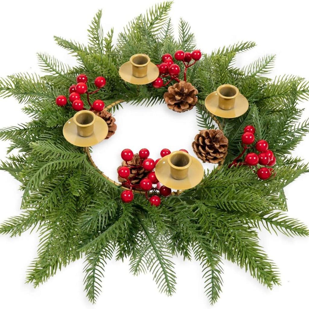 24-inch Artificial Norfolk Pine Front Door Christmas Wreath 60cm Greenery Fake Garland Outdoor Holiday Decoration Wreath