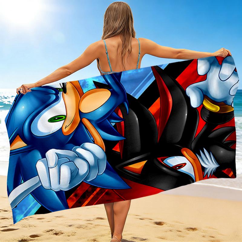 1Pc Sonic Adventure Shadow'S Rise Beach Towel, Quick Dry, Multi-Use for Beach Pool Gym Yoga Home Travel, Christmas, Halloween, Xmas Gift M929163