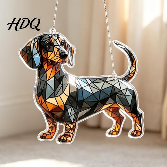 Decorative Pendant for Balcony Dachshund Hanging Ornament Acrylic Window Sun Catcher Cute Creative Gift Dog Owners Decoration Home Room Decor Front