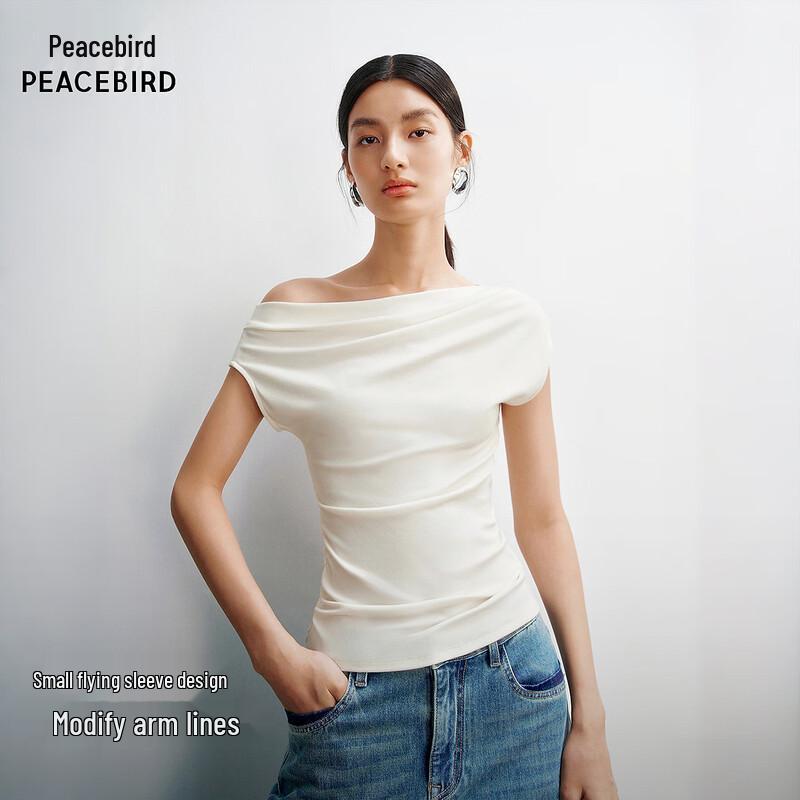 PEACEBIRD Women s Two-Way Off-Shoulder Flutter Sleeve T-shirt M