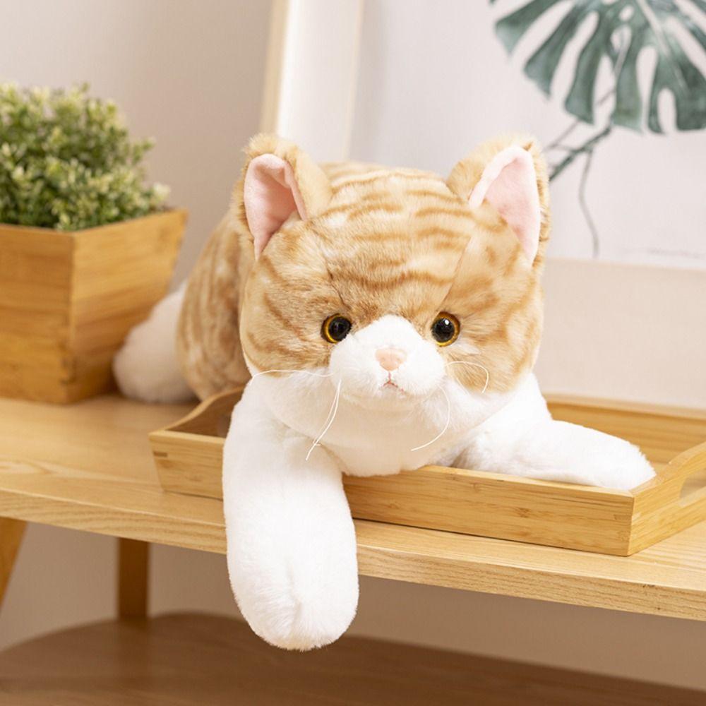 50cm Size Simulation Stuffed Cat Realistic Design Cute Lying Cat Doll Birthday Gift
