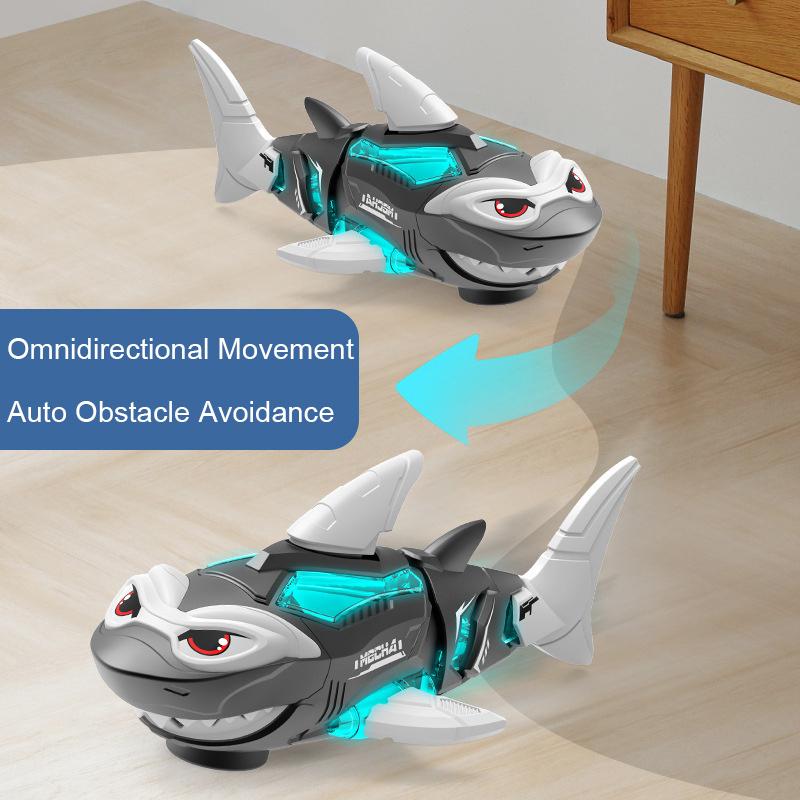 Electric Shark Robotic Toy With Led Lights & Sound Effects - Auto-Drive Crawling Fish, Plays Music Interactive Gift For Kids