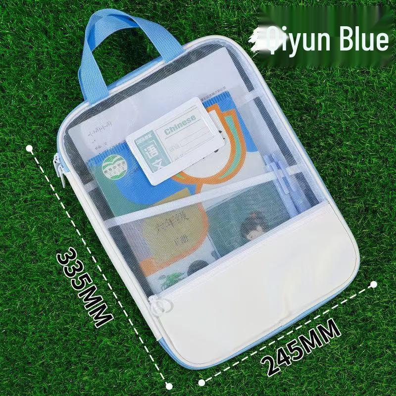 

Светлый цвет Студенческая сетчатая сумка на молнии - A4 Пенал для канцтоваров для экзаменационных работ и организации предметов синий