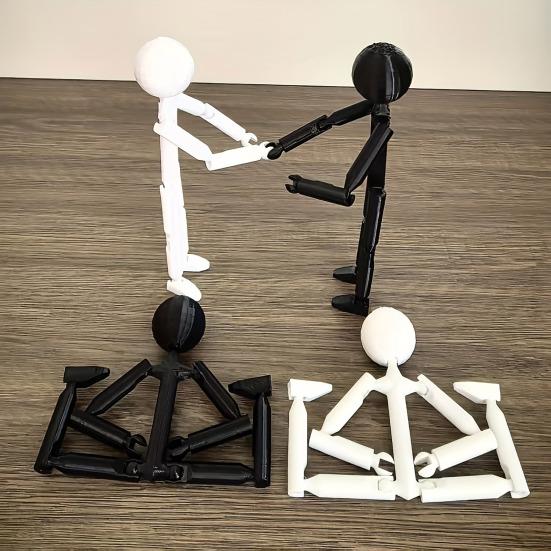 1/2 Stück 3D-gedruckte Streichholzmann-Figur Bewegliche Gelenke Strichmännchen Fidget-Spielzeug Stressabbau Strichmännchen-Modell Desktop-Dekoration