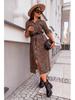 Large Leopard Print Long Sleeve Shirt Dress