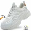 Summer Mesh Safety Shoes Men Steel Toe Sneakers Breathable Work Shoes White Lightweight Indestructible Shoes Protective Sneakers