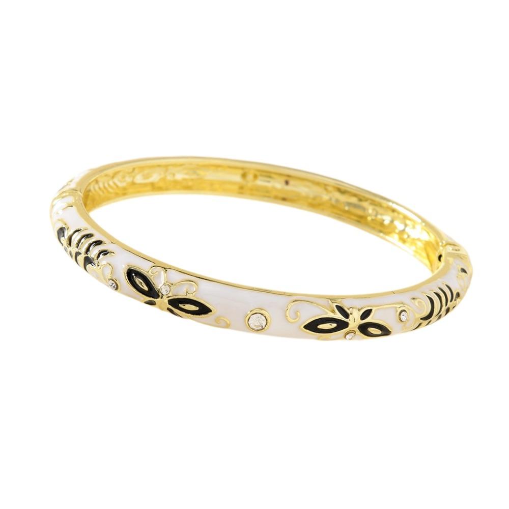 Enamel Vintage Cloisonne Bangle Butterfly Floral Chinese Chinese Flower Bangle Ethnic Traditional Women s Hand Bracelet
