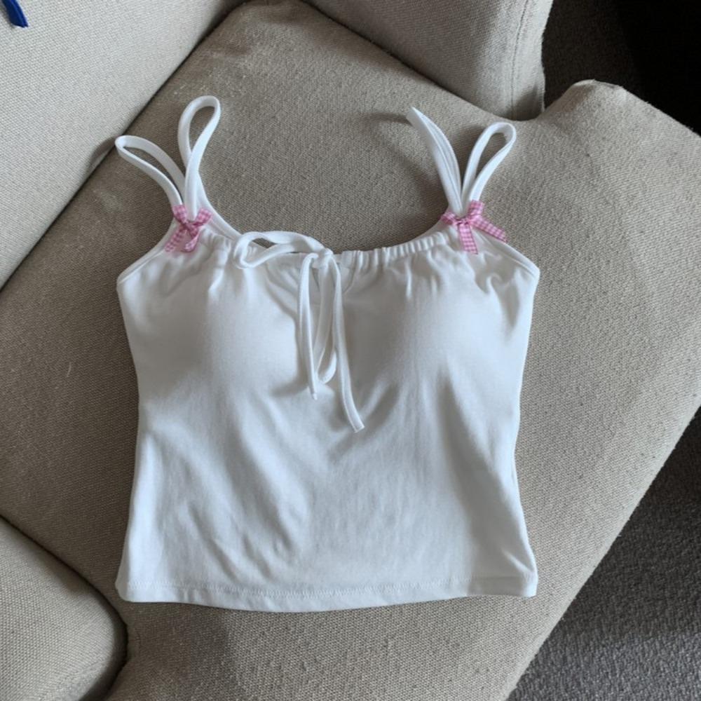 Tanktop mit Brustpolster Halter Crop Tops Damen Sommer Schleife Camis Rückenfreies Camisole Mode Tube Lady Ärmellose Cropped Weste