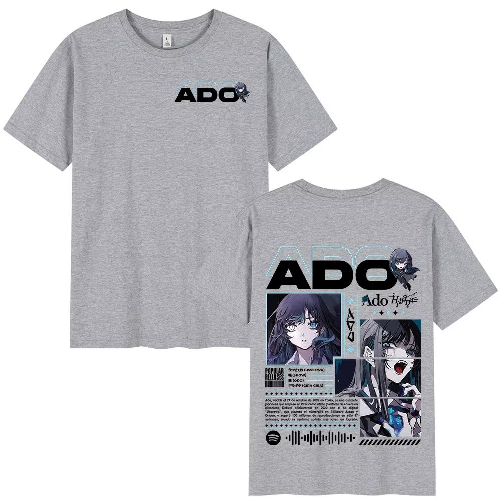 Ado World Tour 2025 Hibana Merch T Shirt Men Women Clothing Fashion Printed T-shirt Cotton Casual Short Sleeve Oversized T-shirt