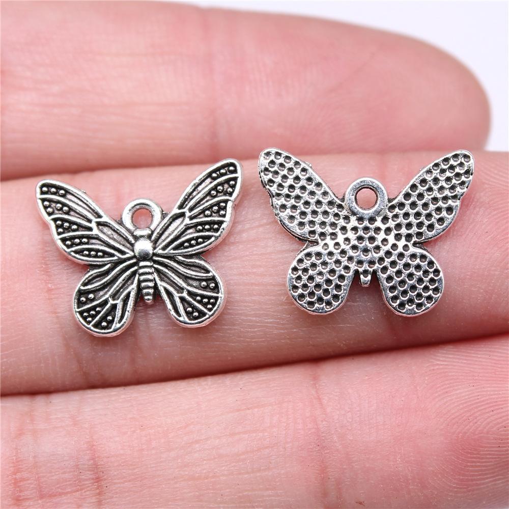 20 Stück Anhänger Schmetterling Antiksilber Farbe Anhänger DIY Basteln Herstellungszubehör Handgemachter Tibetischer Schmuck