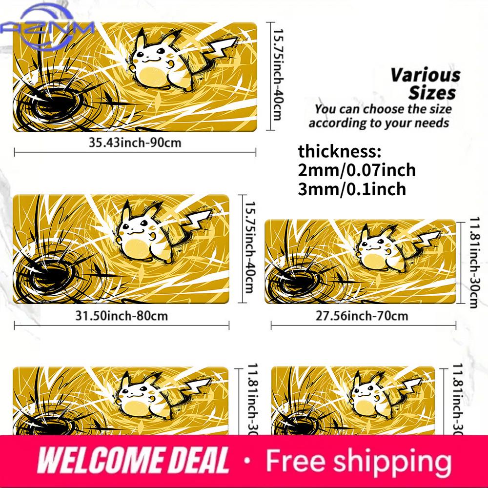 Sketch Style Pikachu NonSlip Washable Gaming Desk Mat 30x80x0.2cm