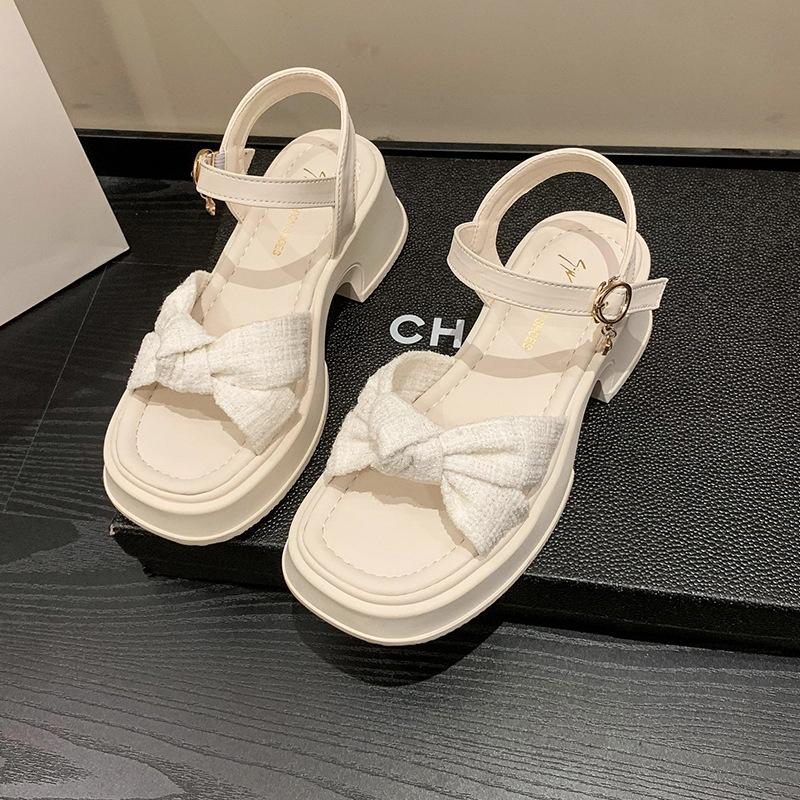 

Fairy style sandals female 2025 new summer outer wear temperament thick bottom beautiful matching skirt word with high heels 35