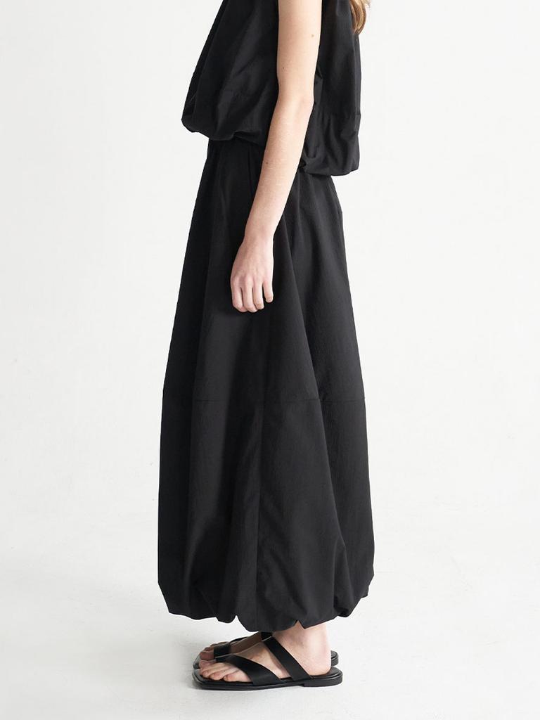 Kaie Bubble Hem Flare Long Banded Skirt