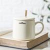 Creative Ceramic Cup with Lid Spoon Couple Coffee Cup Macaron Creative Mug Office Drinking Cup Girls
