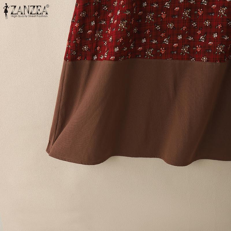 ZANZEA Women Summer Round Neck Casual Sleeveless Floral Dress