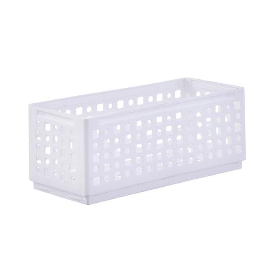 Storage Box Foldable Stackable Organizer with Ventilated Hollow Design Space Saving Storage Bin for Household Travel Dormitory