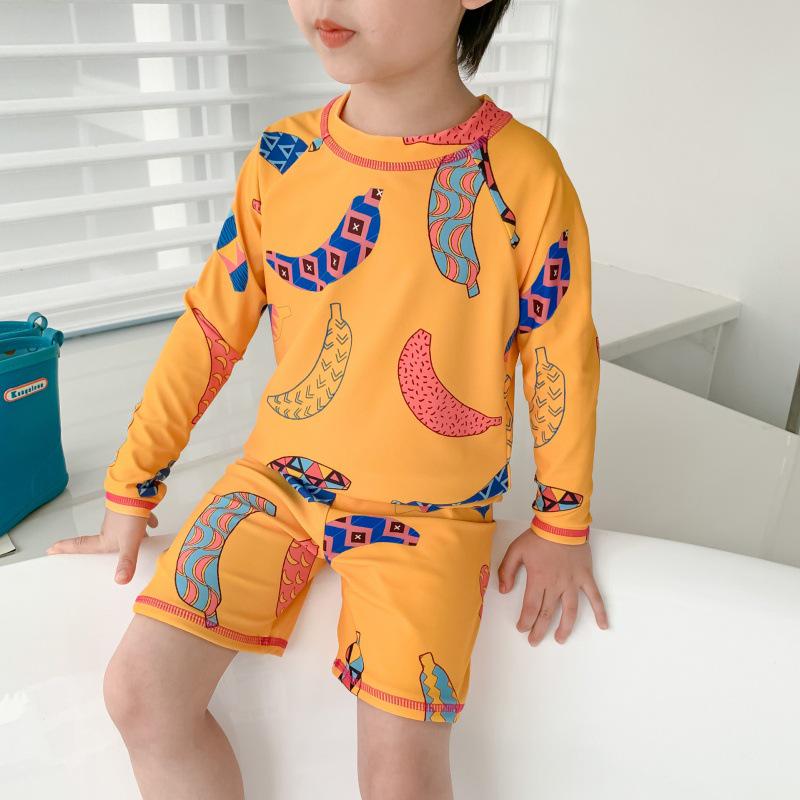

2024 Summer Kids Long Sleeve Sun Protection Swimsuit 110 оранжевый