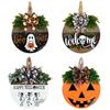 Halloween Backyard Door Hanger Round Door Decor Plaques Wooden Exquisite for Courtyard Fence