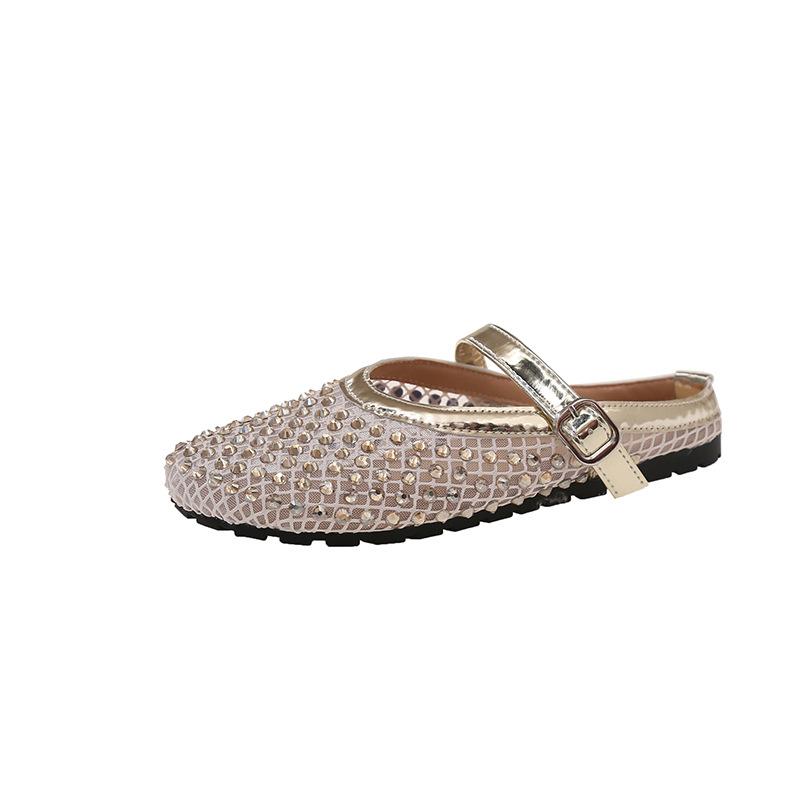 

Xiaoxiangfeng rhinestone Mary Jane hollow slippers women s 2025 new summer wear half a tray French cool slippers 40