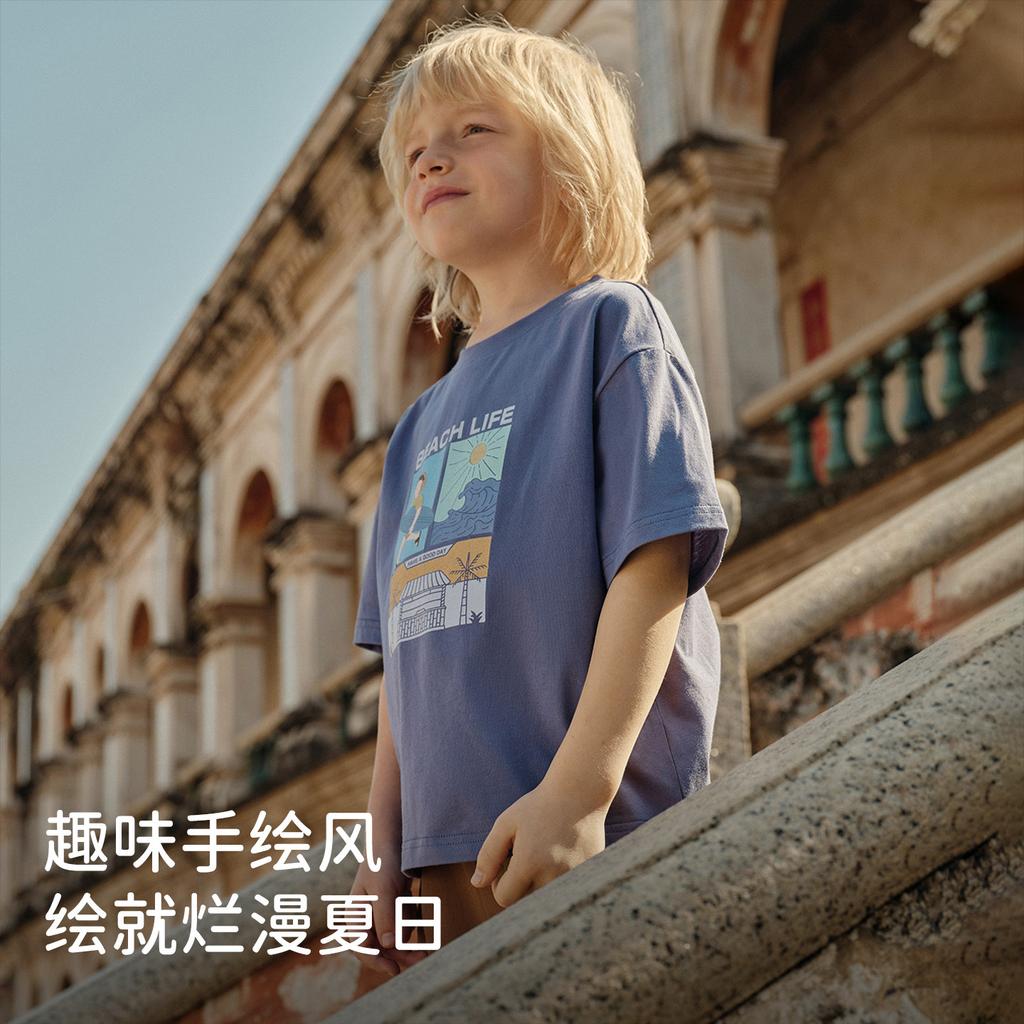 David Bella boys' short sleeved T-shirt summer outfit new children's pure cotton base shirt, medium and large children's top