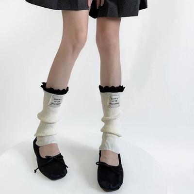 Ruffle Socks Stockings Women Leg Warmers Autumn Winter Knitted Foot Cover Korean Style Solid Color Long Socks Lolita Leg Warmers