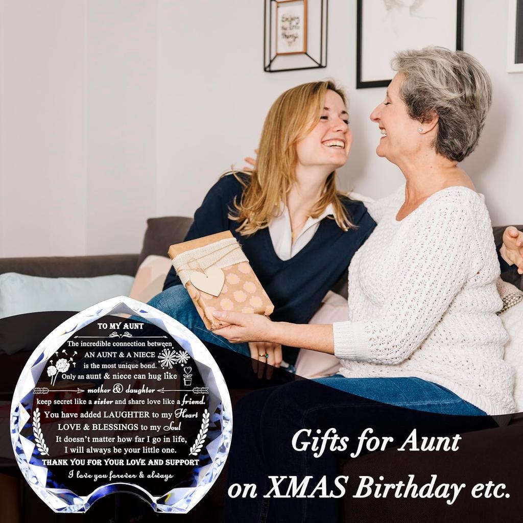 Aunt Gifts From Niece Unique - Crystal Engraved Best Aunt Ever Gifts Ideas For Auntie - Crystal Keepsake Birthday Present To My Auntie On Christmas