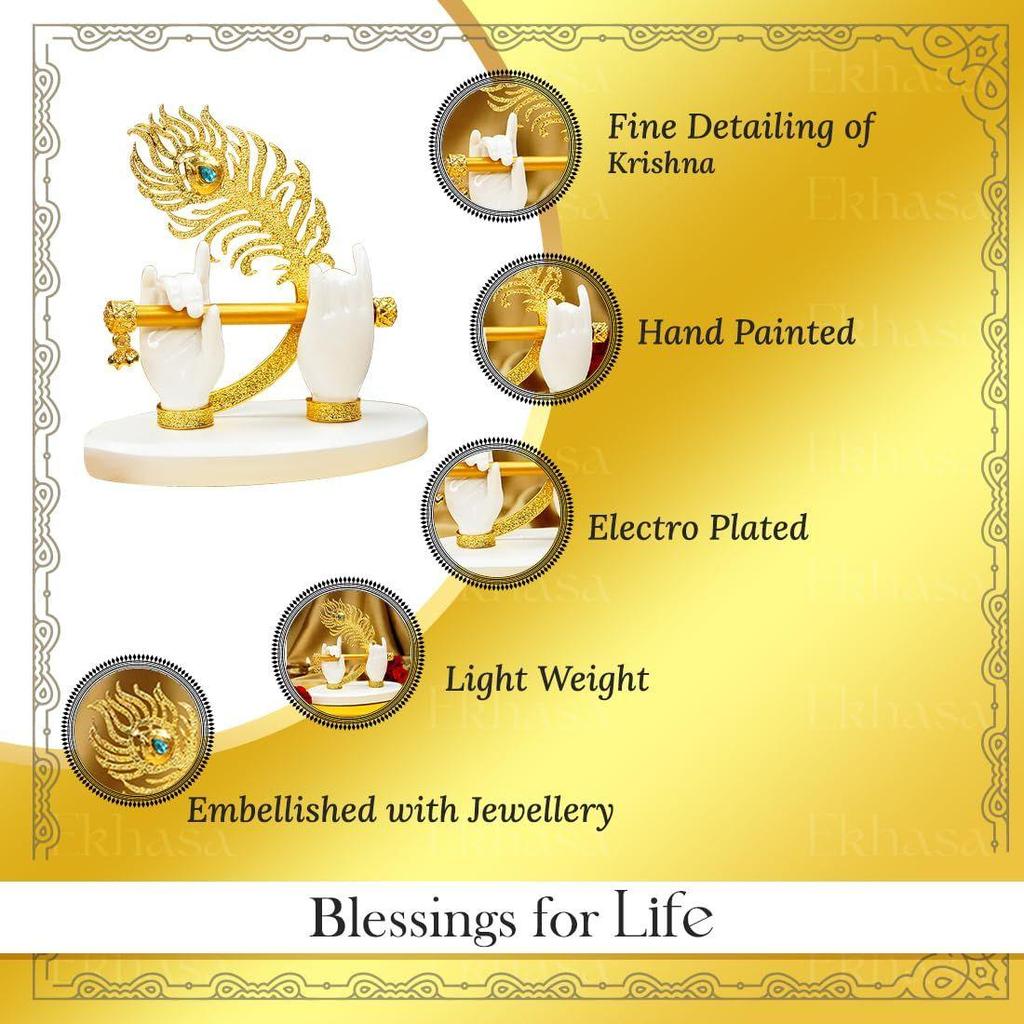 Lord Krishna Hands with Flute Idol (Small Size) | Krishna Flute Hand Statue | Krishnaji Divine Hands Idol