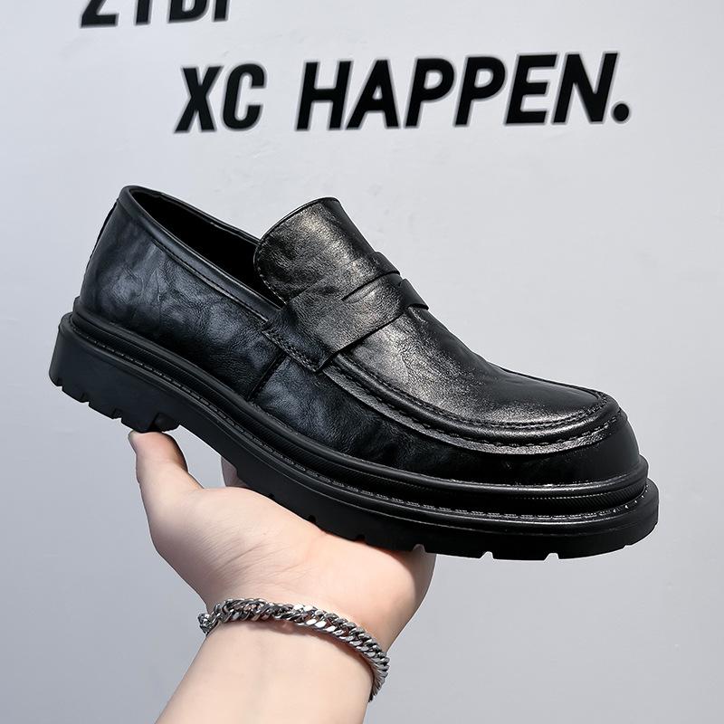 New men's casual trend leather shoes platform heightening versatile leather lazy one-pedal business men's shoes 3512-A