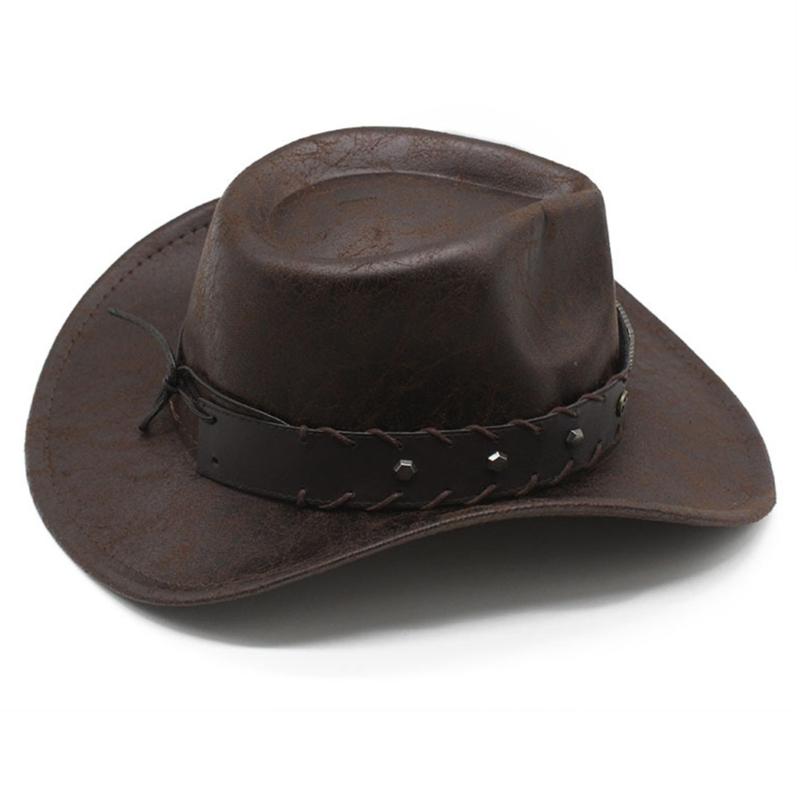 Punk Cowboy Hat Woman Men Windproof Cowboy Hat Western Style Photography Hat
