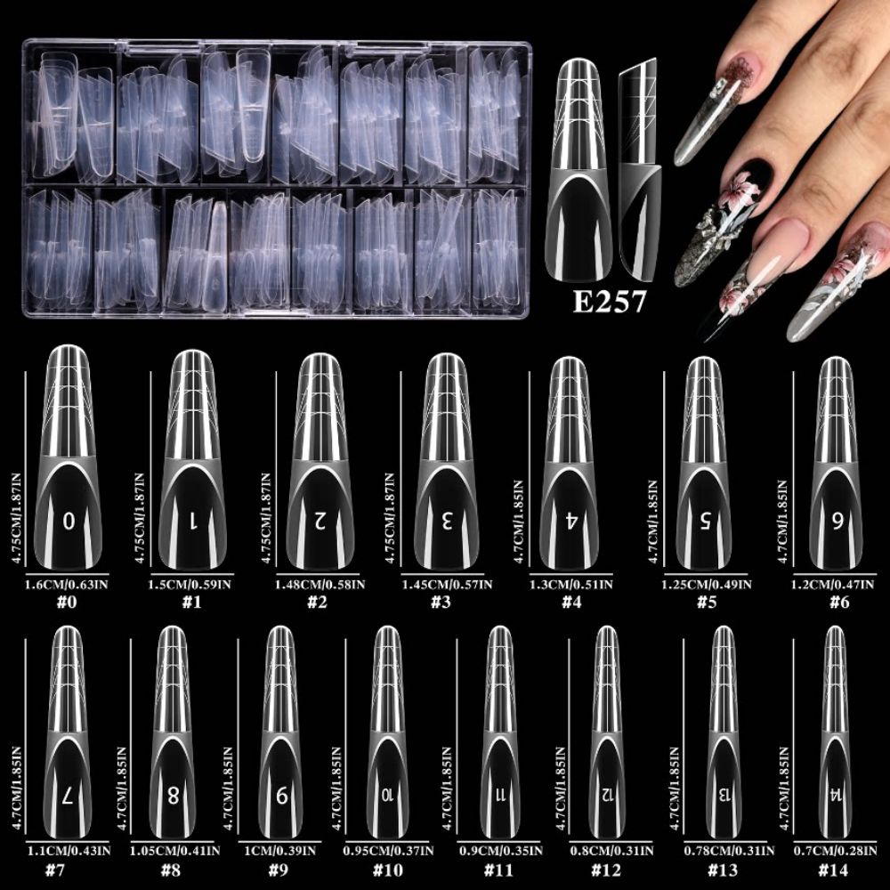 150Pcs Transparent False Nail 15 Sizes Nail Extension Form New Dual Nail Form  for Nail Art Salon