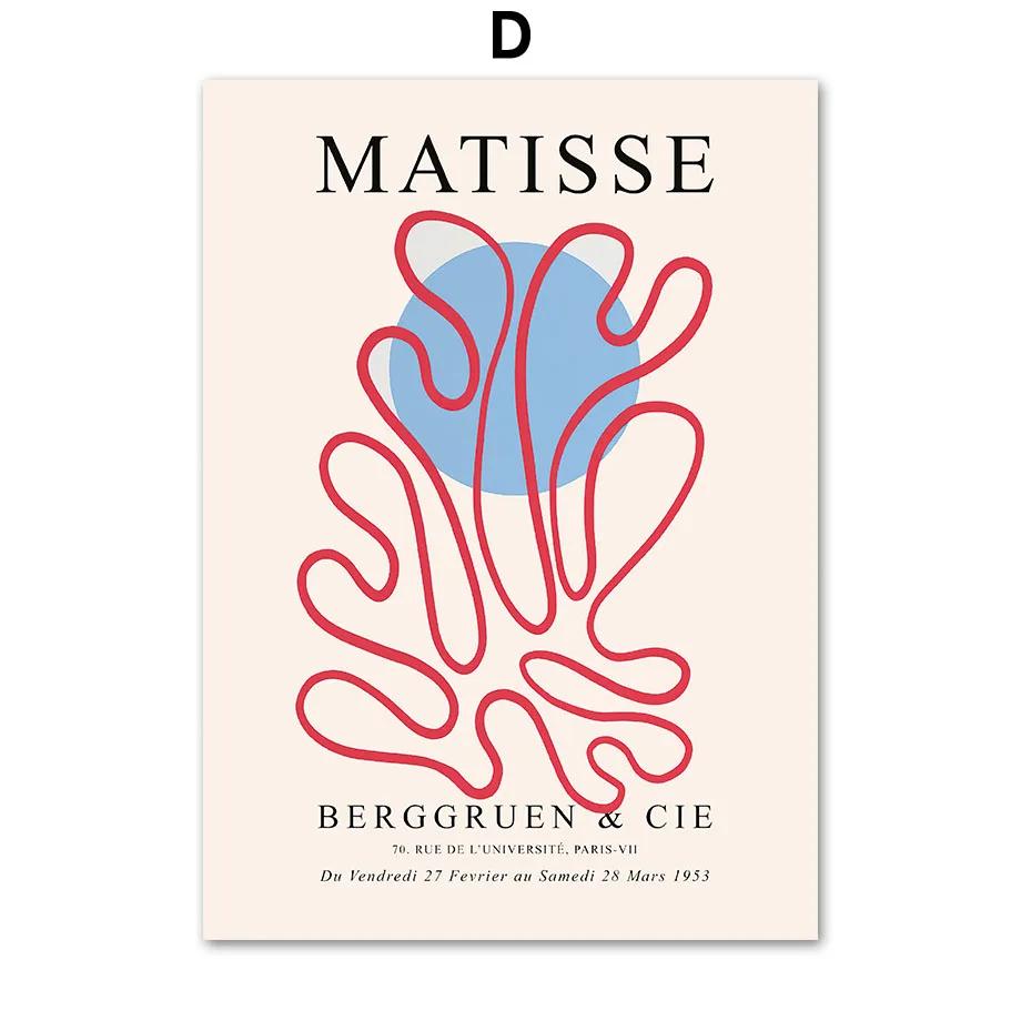Matisse Abstract Posters for Living Room Decor, Coral Flower, Dance Girl Lines, Wall Art, Canvas Painting, Prints Pictures