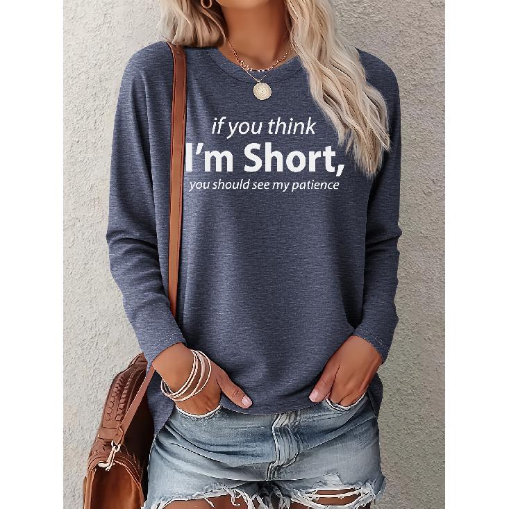 Women's Small Size Inspirational Letter Print Dress Casual Long Sleeve Elegant Summer Top Fashionable and cute T Vintage loose-fitting sportswear