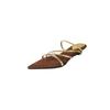Two sandals with wind holiday pointed golden strap heel shoes women wear cool slippers summer