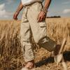 European Size Linen Trousers Drawstring Elastic Waist Straight Legs Solid Color Breathable Daily Casual Trousers