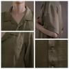 WEGO Short Sleeve Satin Embroidered Summer Simple Size M Men's Shirt, Top, Casual, Khaki,