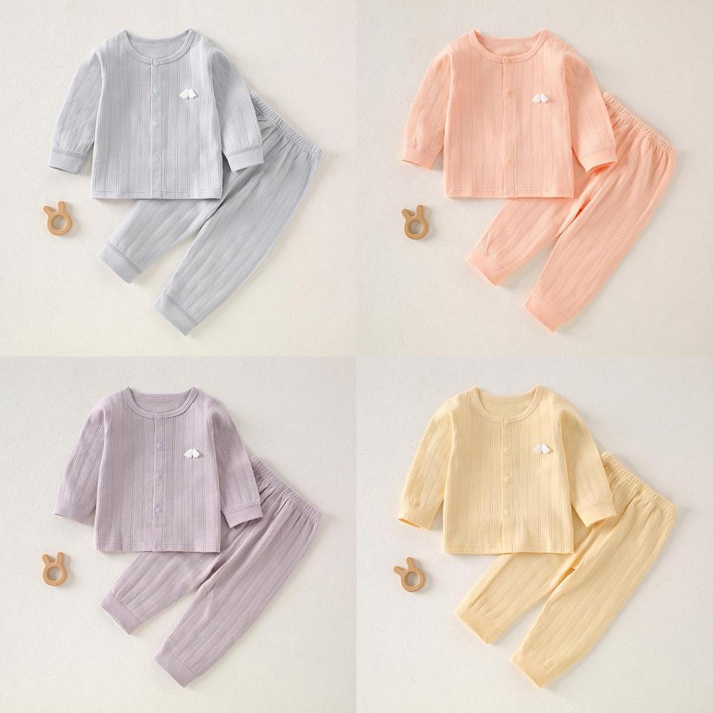 Baby Cotton Autumn Long Sleeve And Pants Set With Antibacterial Fabric For Toddler Warmth