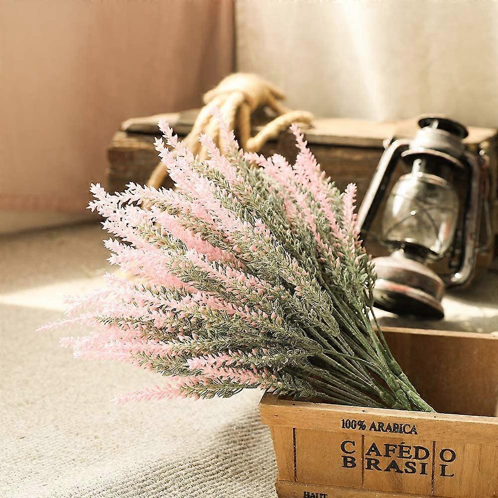 Artificial Lavender Flowers Fake Plants with Fake Plastic Wedding Bouquet for Home Kitchen Decor 8pcs Purple
