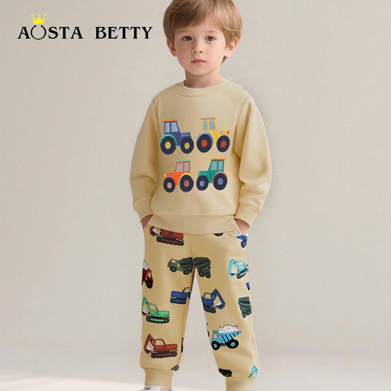 Kids' Cartoon Embroidery Crew Neck Sweatshirt - European & American Autumn Style